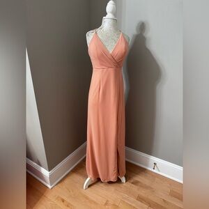 LEVKOFF Gown Coral Size 4 RN#82955 Bridesmaid Wedding Prom